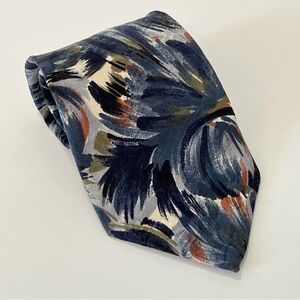 Vintage Saville Neckwear Silk Tie | Blue Brushstroke | 3 3/4” Wide Wedding Guest